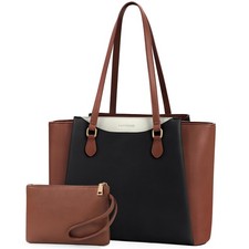 RAINSMORE Laptop Bag for Women 15.6 Inch, Waterproof Faux Leather Work Tote B... picture