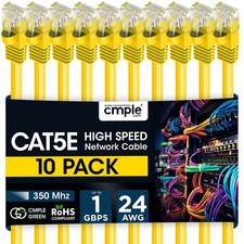 10 PCS Cat5e Ethernet Patch Cable 1.5ft-15ft High-Speed Internet LAN Cord Yellow picture