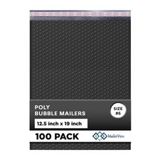 Jet Black Bubble Mailers 12.5x19.5 Poly Padded Envelopes #6 100 Pack picture