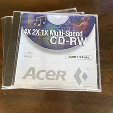 ACER CD-RW 650MB/74 min Compact Disc Brand New Sealed Lot Of 5 Multi-Speed picture