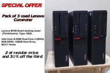 pack of 3 used lenovo brand computers Lenovo ThinkCentre M700 Desktop computer. picture