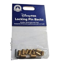 Disney Parks Brass Locking Pin Backs Set of 10 picture