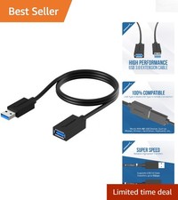 Durable Black USB 3.0 Extension Cable - 3ft A Male to A Female - Shielded picture