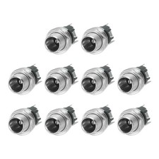 10pcs DC5521 Power Jack 30V 0.5A 10.8x10.8x24.3mm 3 Pins with Nut Washer Silver picture