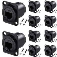 10PCS D-Type RJ45 Coupler, Shielded Panel Mount 10 PACK, Black picture