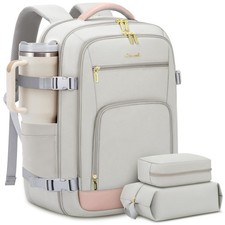 LOVEVOOK Travel Backpack For Women, 40L Carry 40L-17.3 Inch-3Pcs, Pink-grey  picture