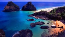 Landscape tilt shift coast beach sea bay aerial view art Custom Gaming Mat Desk picture