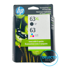 GENUINE 2-PACK HP 63XL Black & 63 Color Ink OFFICEJET 4654 L0R48AN SEALED Box picture