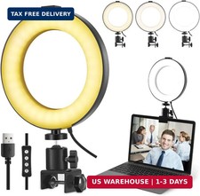 Video Conference Lighting Kit, Ring Light Clip on Laptop Monitor, 6