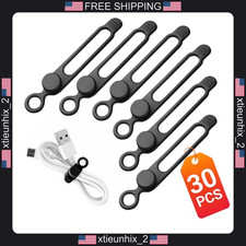 Silicone Cable Ties 30 Pack Reusable Black Cord Organizers for Home Office picture
