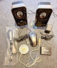 Vintage Logitech Desktop Tech Lot LS11 Speakers LX3 Mouse Kensington USB Hub picture
