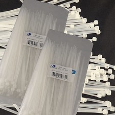 NEW WHITE 200 PCS. 8 INCH ZIP TIES NYLON 40 LBS UV WEATHER RESISTANT WIRE CABLE picture