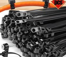 300pcs Reusable Nylon Cable Ties Self Locking Cord Organizer Set Black - NEW picture