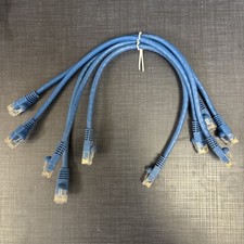 Lot of 5 Cat5e Ethernet Patch Cables Blue Short Network Cable Bundle picture