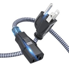 Power Cord 15FT 4.5M AC Power Cable 18AWG Nylon Braided 3 Prong UL Listed picture