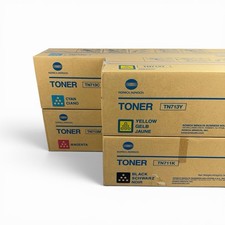 Lot of 4 Genuine Konica Minolta TN713 / TN711 Toner (C, M, Y, B) Cyan Open Box picture
