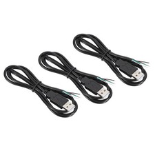 3.28Ft USB 2.0 Male to 4 Pin Bare Wire Pigtail Cable 3pcs 28AWG Data Power Black picture
