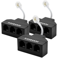 3 Pack RJ11 3 Way Phone Line Splitter Adapter picture