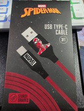 Marvel Spider-Man USB-C to USB-C Braided Cable 3 ft Black/Red picture