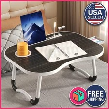 Portable Foldable Laptop Bed Table Tray Desk w Cup Holder & Tablet Slot picture
