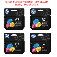LOT OF 4 HP 67 Standard Tri-Color Ink Cartridge 3YM55AN (Expiry March 2028)-NEW picture