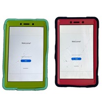 Lot of 2 Samsung Galaxy Tab A Tablets Broken Screens Hard Cases Powers On picture