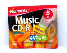 NEW - Memorex Music📀CD-R Recordable Compact Discs 5-Pack📀CD Set 40 x 700MB picture