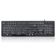 Large Print Backlit Keyboard Wired USB White LED Big Letter Full Size Slim Black picture