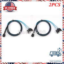2x Mini SAS SFF-8643 to 4 SATA 7pin hard disk 6Gbps data Server Raid Cable 1m US picture