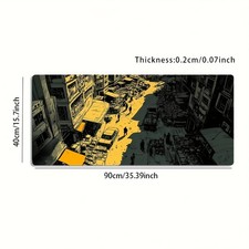 1 Extra-Large Gaming Mouse Pad with Yellow & Black Urban Street Sketch Art Des picture