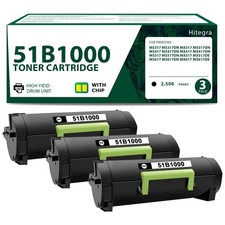 Hitegra 51B1000 Toner Cartridges Black with New Chip 51B2000 51B00A0 picture