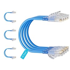 Cat6 Slim Patch Cables 3ft 10-Pack Blue 10Gbps 550MHz Pure Copper UTP Flexible  picture