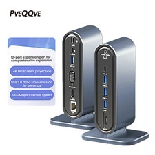 12 in 1 Laptop Docking Station Dual Monitor 4K HDMI+VGA,100W PD,SD/TF,RJ45 picture