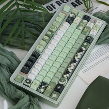 URE Green Starry Night PBT Keycaps Cherry Profile Mechanical Keyboard Floral picture