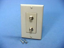 Leviton Gray Decora DUAL CATV Coaxial Cable Jack Flush Wallplate Duplex 40682-GY picture