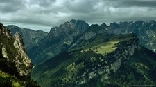 Landscape mountains green clouds alps peak nature Custom Gaming Mat Desk picture