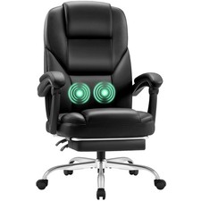 Office Chair Massage Reclining High Back Lumbar Support 400LB Black Furmax Foot picture