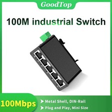 GoodTop 5 Port Industrial Ethernet Switch 100Mbps DIN Rail Plug & Play Network picture