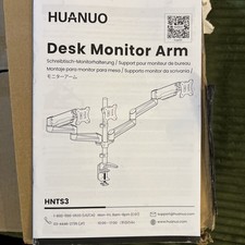 HUANUO Triple Monitor Stand - 3 Monitor Mount with Gas Spring Monitor Arm Fit picture