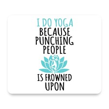 I Do Yoga Punching People Frowned Upon Teal Lotus Flower Mouse Pad 9.25x7.75 picture