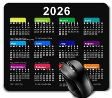 2026 Calendar Mouse Pad with Holidays, Computer Mousepad with Non-Slip Rubber... picture