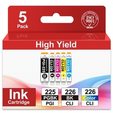 PGI-225 CLI-226 Ink Cartridges (5 Pack, PGBK BK C Y M) PGI225 CLI226 for 225 ... picture