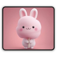 Cute Pink Bunny Illustration Gaming Mouse Pad | Kawaii Rabbit picture