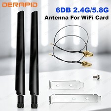 2x6dBi Dual Band 2.4GHz 5GHz WiFi Antenna External RPSMA MHF4 Cable for M2 Card picture
