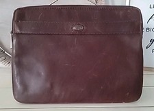 Fossil Clutch Brown Leather Tech Case Mini Tablet Holder Lined Pockets 12.5