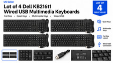 4 Genuine Dell KB216t1 Wired USB Multimedia Keyboards Full Size Black picture