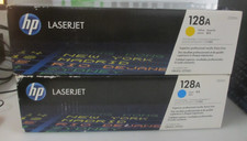 Lot of 4 HP 128A Cyan Yellow Toner CE321A-CE322A 2X CYAN, 2X YELLOW picture