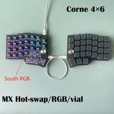 Corne 4x6 Split Mechanical Keyboard Hot-Swap RGB QMK VIAL Ergonomic 2 Knobs NEW picture