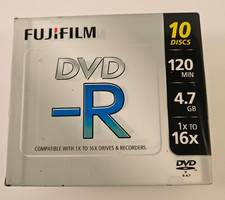 Fujifilm DVD-R 10 Pack 4.7GB 120 Min 1x-16x Blank Recordable Discs NOS picture