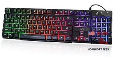 RK100+ Multiple Color Rainbow LED Backlit Large Size USB Wired Black-New picture